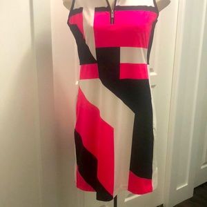 Find pink, black and white dress looks great on
